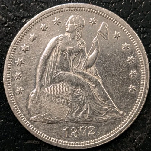 1872 SEATED LIBERTY DOLLAR  AU details  FREE SHIPPING