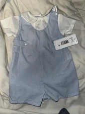 Petit Ami Baby Boys Gingham Romper in blue NWT size 3 months