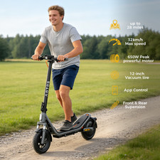 12" Electric Scooter Adults 650W E-Scooter 28Mile Long Range 20MPH  Suspension