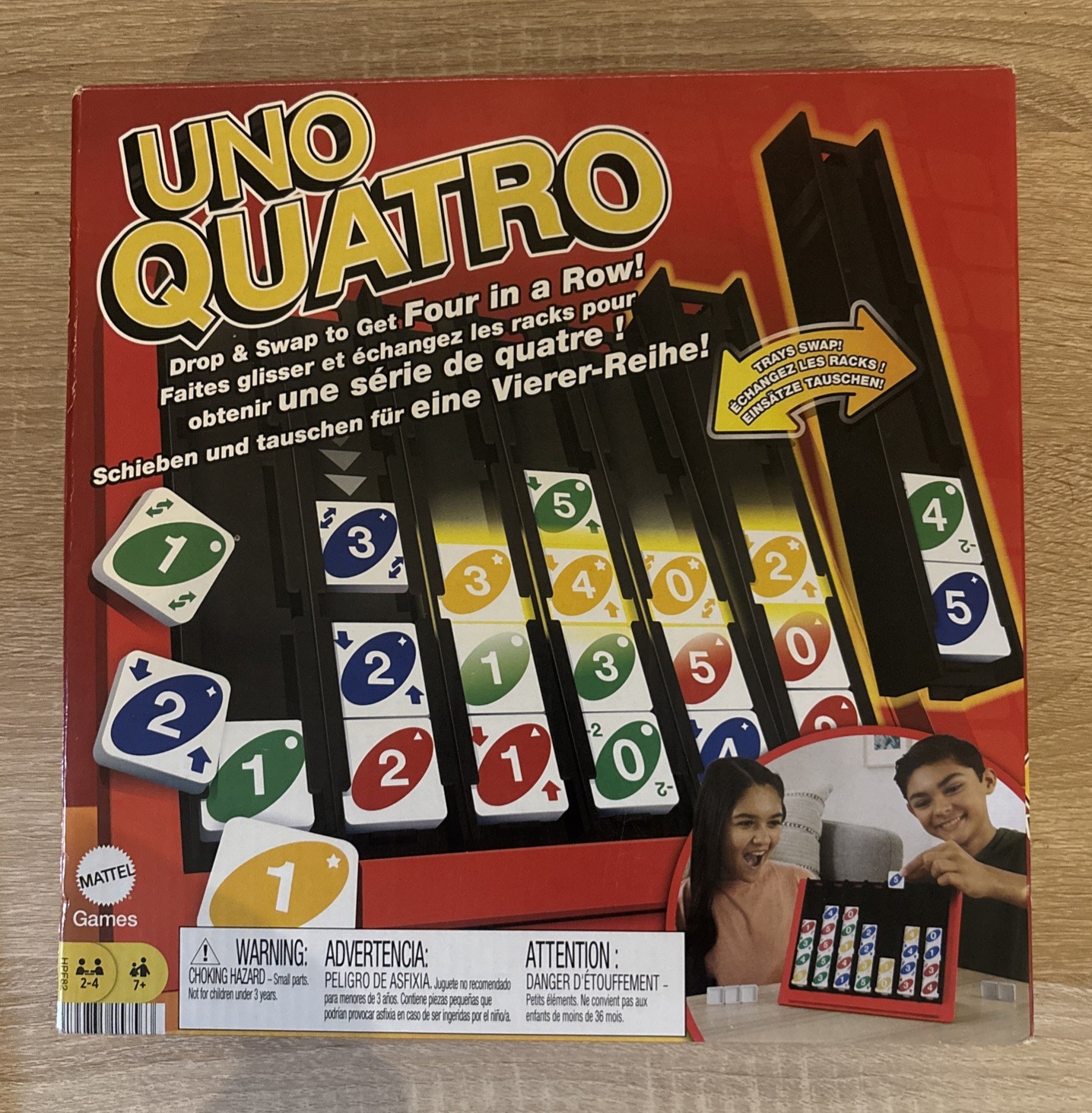 UNO QUATRO - FAMILY FUN TILE GAME - MATTEL 2022 - COMPLETE - VGC