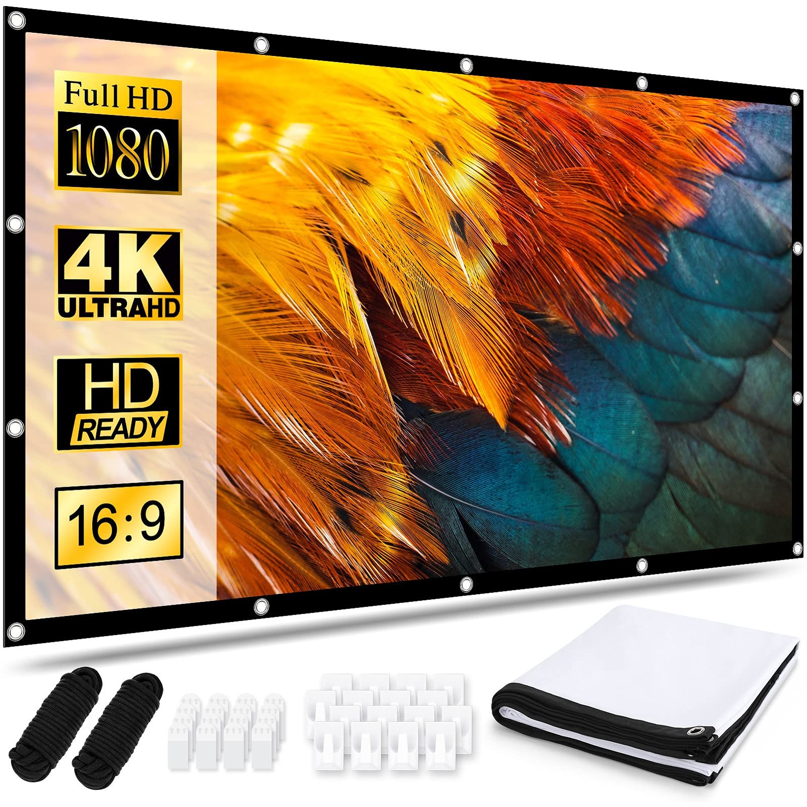 Osoeri 120 Inch Portable Movie Screen, 16:9 HD 4K Foldable 120 inch, 120 inch
