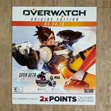 OVERWATCH Video Game Store Display Sign 2016 Blizzard 24"x28" Tracer Promo