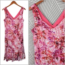 RM Richards Layered Lace Dress size 14 Evening Event Below Knee Floral Pink