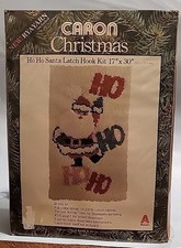 Christmas Latch Hook Kit CARON Ho Ho Santa Wall Hanging 17"x30" VINTAGE 1978 NEW