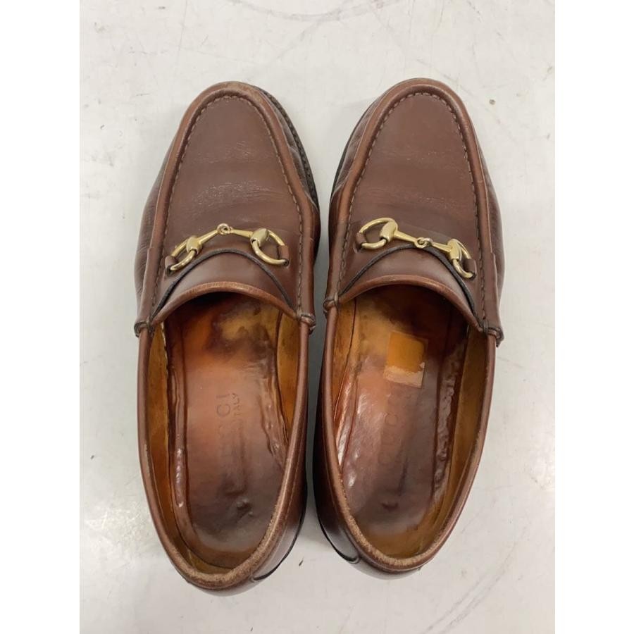 GUCCI Gold Hardware Leather Loafers Dress Shoes Size:37/JP:24 Brown 141136K Auth thumbnail 3