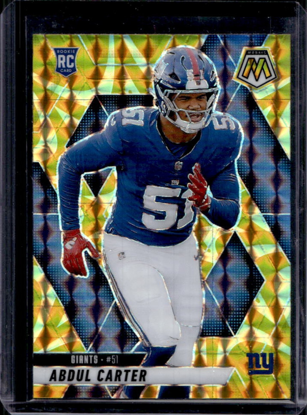 2025 Panini Mosaic Abdul Carter Rookies RC Reactive Yellow Prizm #317 Giants