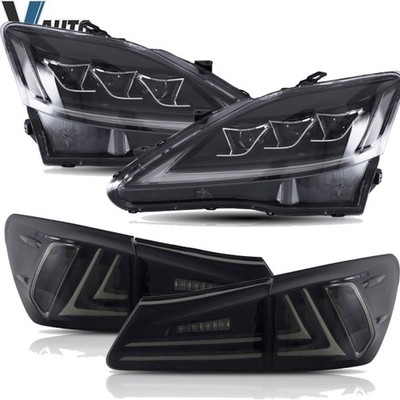 For Lexus IS250 IS350 IS220d 2006-2012 LED Headlights + Smoke Tail Lights 2 Pair