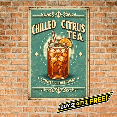 Cold Ice Refreshment Retro Style Sign Metal Tin Sign 8x12