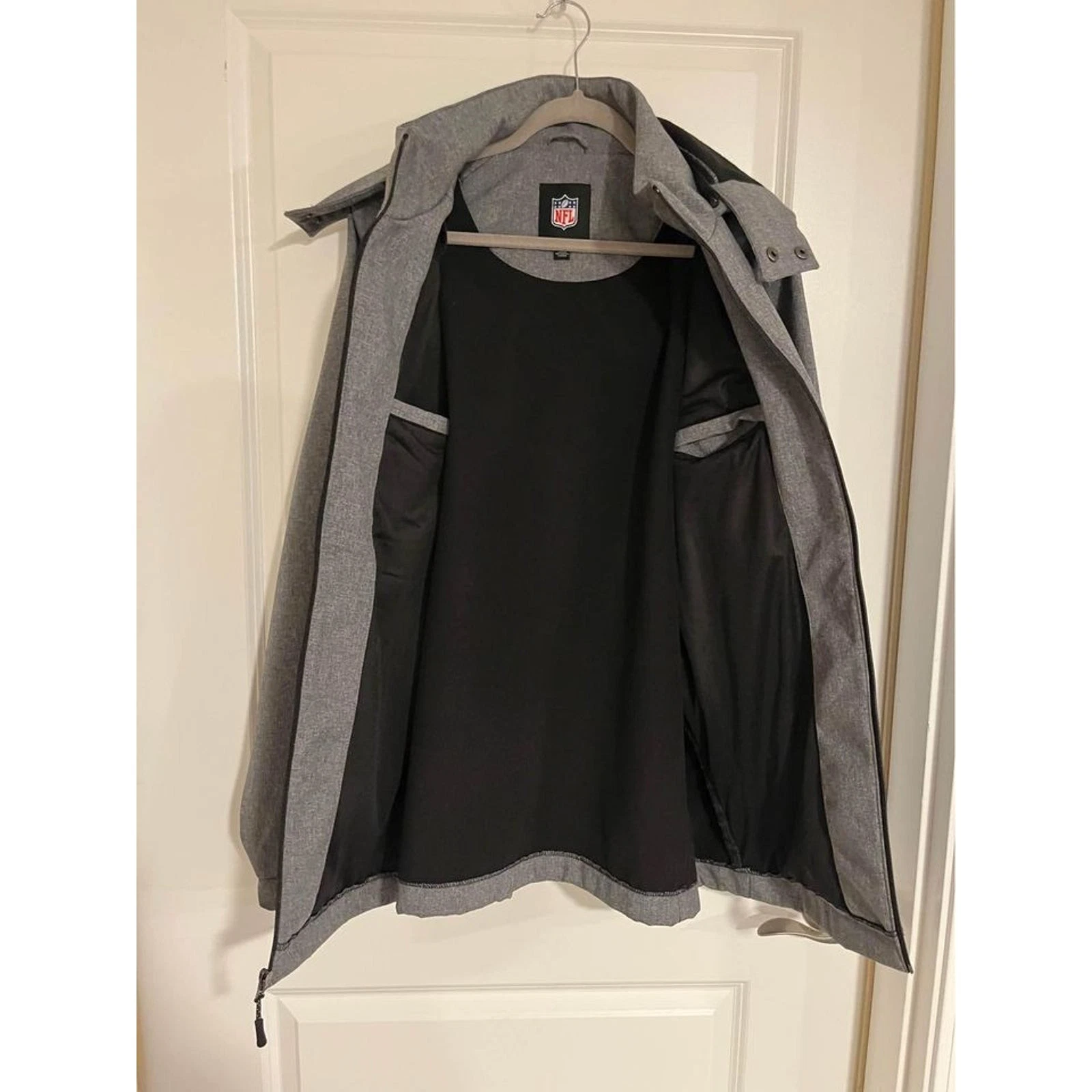 Hooded Grey NFL New England Patriots XL fleece lined jacket image 2
