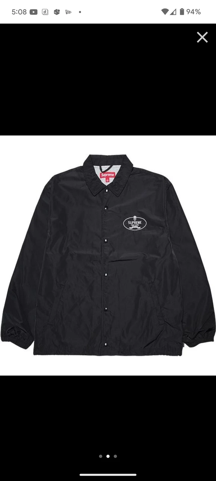 Veste noire Supreme Crest Coaches