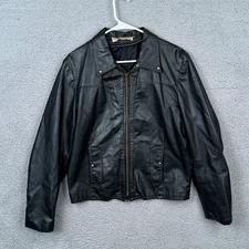 VINTAGE 70s Jean Pierre Jacket Mens 40 Medium Black Leather Full Zip Moto Biker