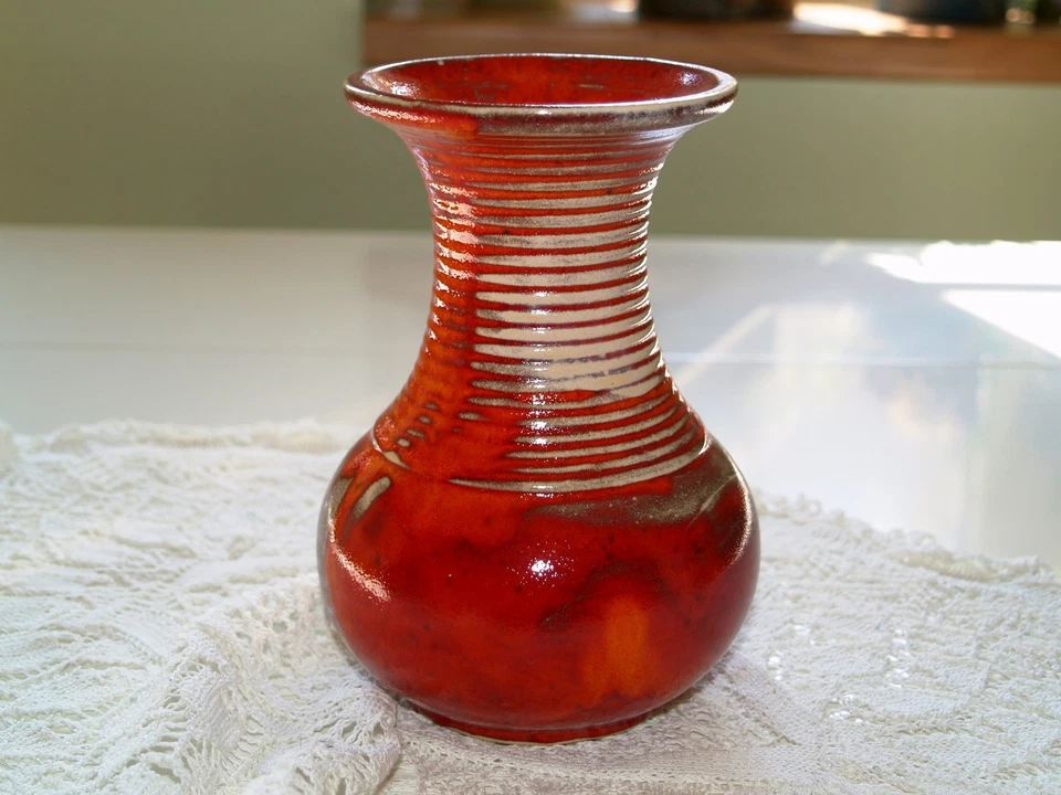 Vase Keramik Blumenvase getöpfert Töpferei rote Keramik Geschenk - Bild 4 von 4