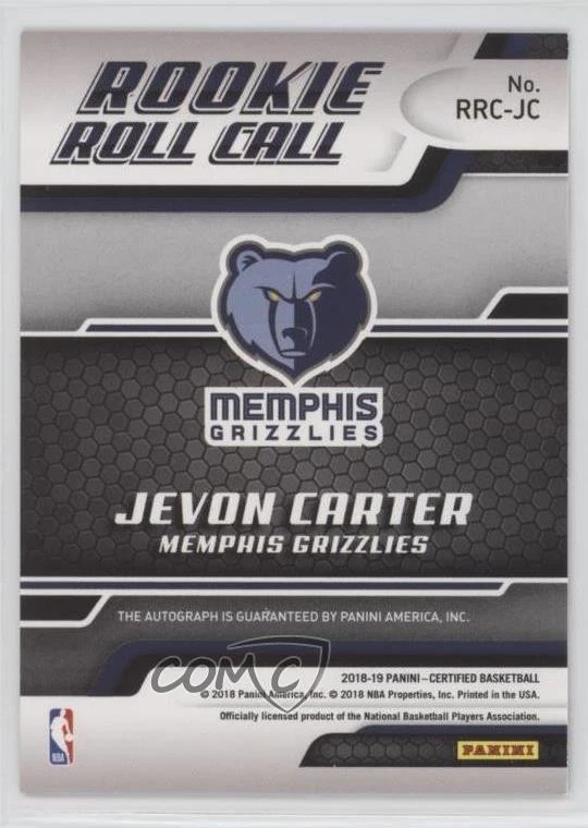 2018-19 Certified Rookie Roll Call Jevon Carter #RRC-JC Auto RC - Image 2 of 2