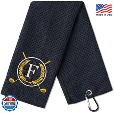 CybGene Microfiber Golf Towel Initial-f 24x16 Cleaning Cloth Carabiner