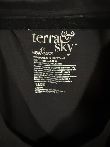 Terra & Sky Women’s Black Short Sleeve Tee Shirt Top Casual 4x (28-30w) NWT - Picture 2 of 2