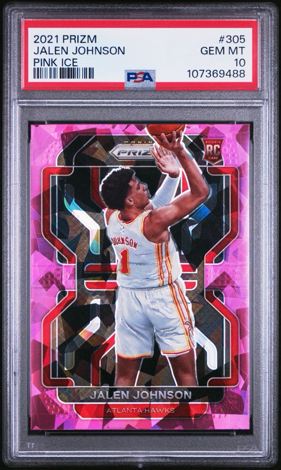 Jalen Johnson 2021 Prizm Pink Ice SP PSA 10 💎 Hawks True Rookie Card #305 📈🔥