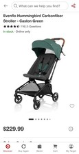 EvenFlo Hummingbird Carbonfiber Stroller- Casion Green