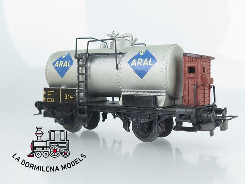 RR1192 H0 ~AC MÄRKLIN 314 A Kesselwagen mit Bremserhaus ARAL der DB - OVP - Picture 3 of 11