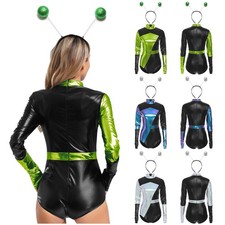 Women's Astronaut Costume Disco Jumpsuit Outerspace Bodysuit Contrast Color Bar