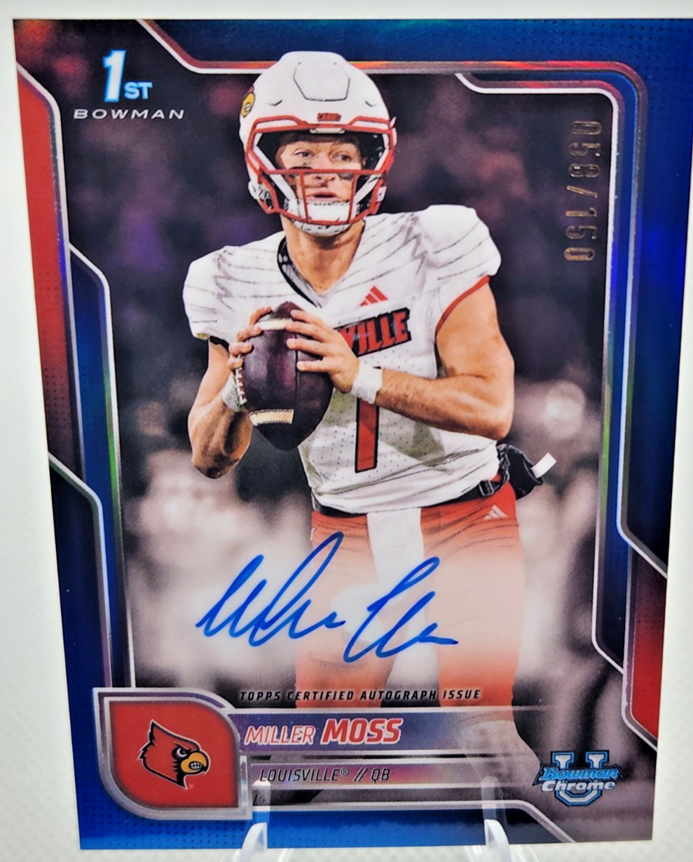 2025 Bowman Chrome University Miller Moss #BCA-MMO Blue Refractor Auto 58/150