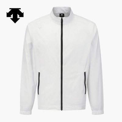 DESCENTE GOLF ホワイト 春秋ジャケットL DESCENTE GOLF Men's Single-Layer Airhole Jacket Bright White ASIAN