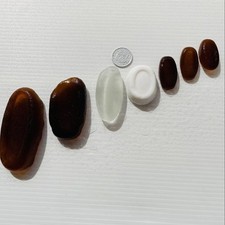 Rare Japanese Sea Glass Naturally Weathered bottle bottom oval