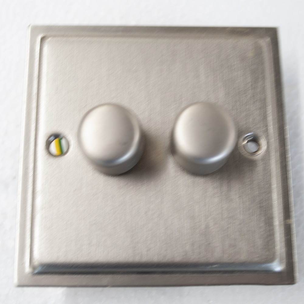 Litecraft 400 Watt 2 Gang Dimmer Light Switch - Satin Chrome Clearance