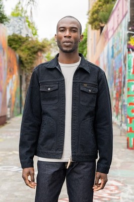 IRON HEART WORK JACKET 14OZ BROKEN TWILL INDIGO OVERDYED BLACK IHJ