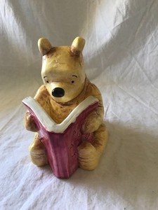 Disney Winnie the Pooh Piggy Bank By Charpente Reading “All About Honey” Vtg!