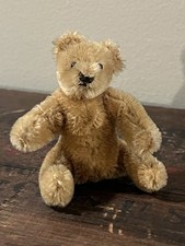 Vtg Miniature Steiff Blonde Mohair Sitting Teddy Bear w Jointed Head Germany 3