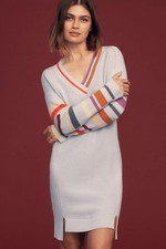 Anthropologie Daily Practice XL Gray Sweater Dress Stripe Sleeve Knit Soft