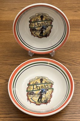 Italy Pasta Bowls Tre Ci Himark Lot Of 2 San Remo Buona Italia Harvest Vtg MINT
