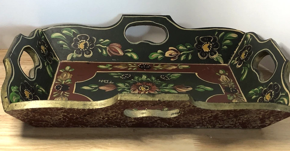 Hand-Painted Hindeloopen Wooden Tray, Dutch Decor Folkart,Serving Tray 10"x7.5" - Image 4 of 4
