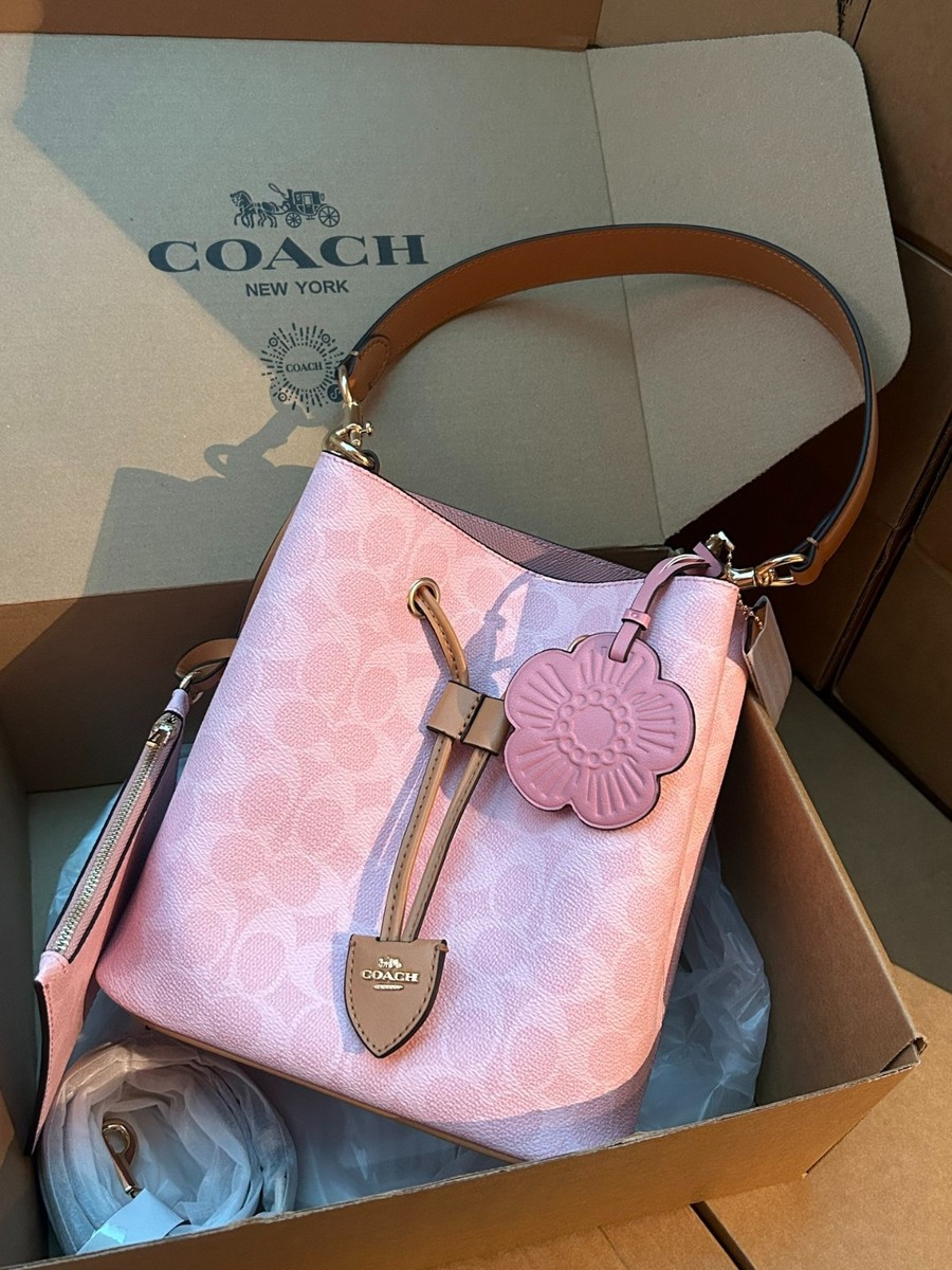 Coach Rowan Bucket Bag CEA23 Signature Powder Pink Charms