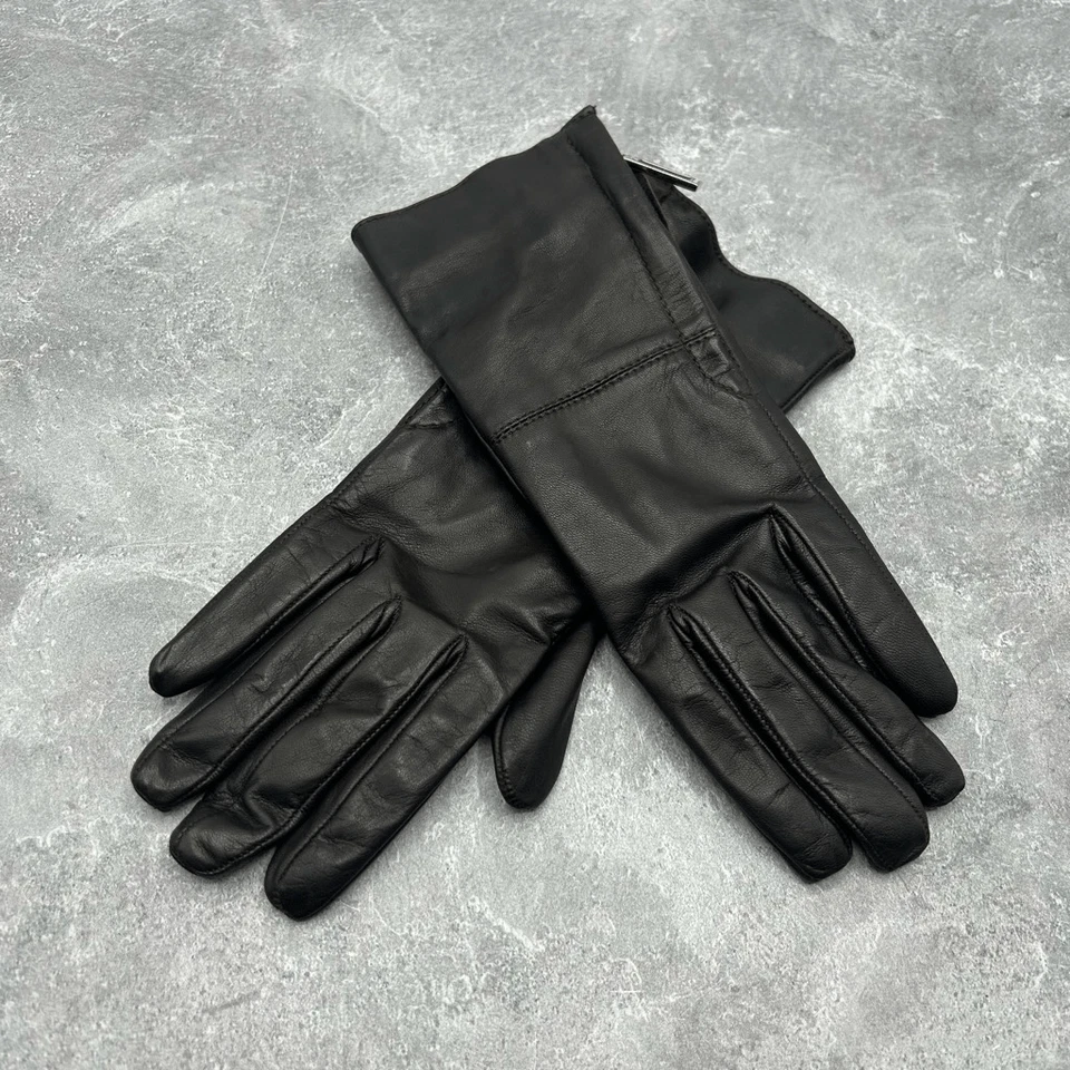 NUEVO CON ETIQUETAS Guantes Gucci Negros Cuero Genuino Napa Talla 6.5 G Logo Cremallera Lateral Con Caja Foto 3 de 4