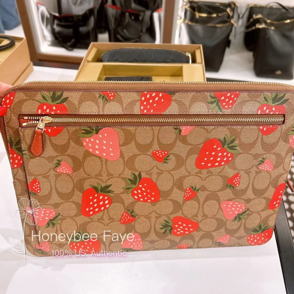 Coach leather top laptop sleeve