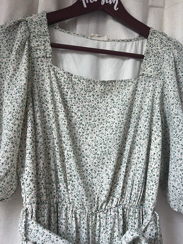 Orange Creek Floral Square Neck Flowy Sun Dress Small Ivory With Sage Flowers - Picture 6 of 9