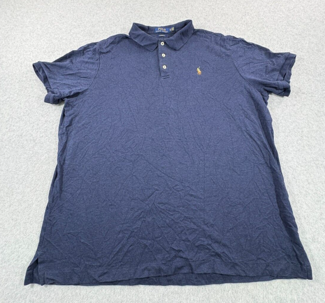 Camicia Ralph Lauren uomo extra large blu vestibilità classica carne pony business casual