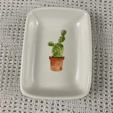 Rae Dunn Artisan Collection Ceramic Potted Green Cactus Trinket Tray Dish Plate