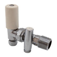 Terrier Angled Radiator Valve with Lock Shield and Drain Off 8mm Chrome