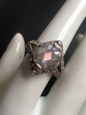4740 Sterling 925 unmarked checkerboard clear quartz ring Sz 7  6.6grams 