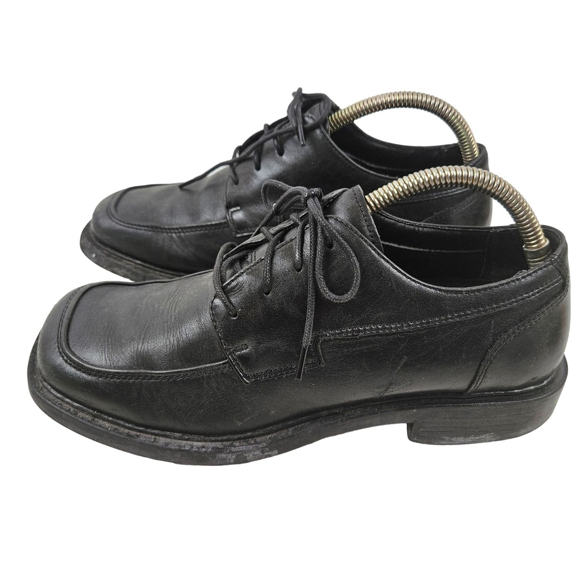 Hunters Bay Shoes Men 11.5 Oxford Derby Dress Formal Event Black Classic Lace Up Hunters Bay Shoes Mens 8.5 W Black Leather Square Toe Oxford  main image 2