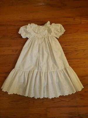 Vintage Baby girl white Eyelet Baptism Christening Gown Full Slip Months  USA