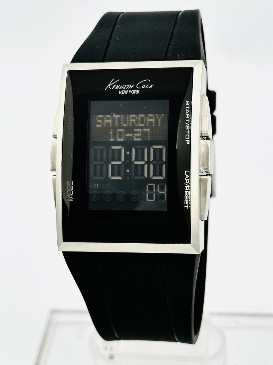 Kenneth Cole KC1583 Digital LCD Screen Multifunction Black Silicon