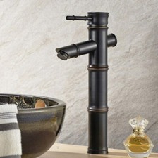 Oil Rubbed Bronze Bamboo Shape Bathroom Sink Vessel Faucet Basin Mixer Tap