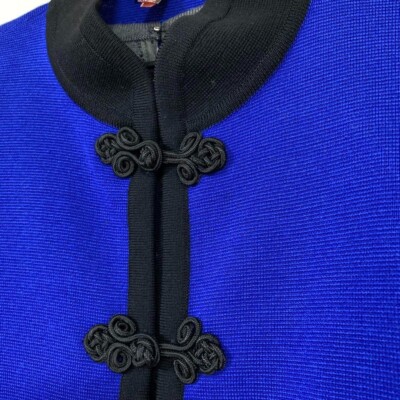 Yves Saint Laurent Knit Jacket in Bicolor China Blue Woman's M