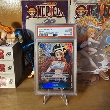 PSA 10 GEM MT Nami OP02 036 Alternate Art Paramount War One Piece TCG Film