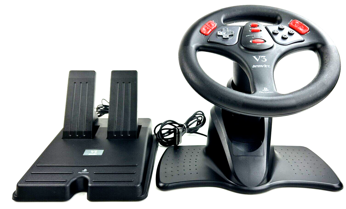 Sony Playstation 2 PS2 V3 Interact Blk Steering Wheel SV-1118