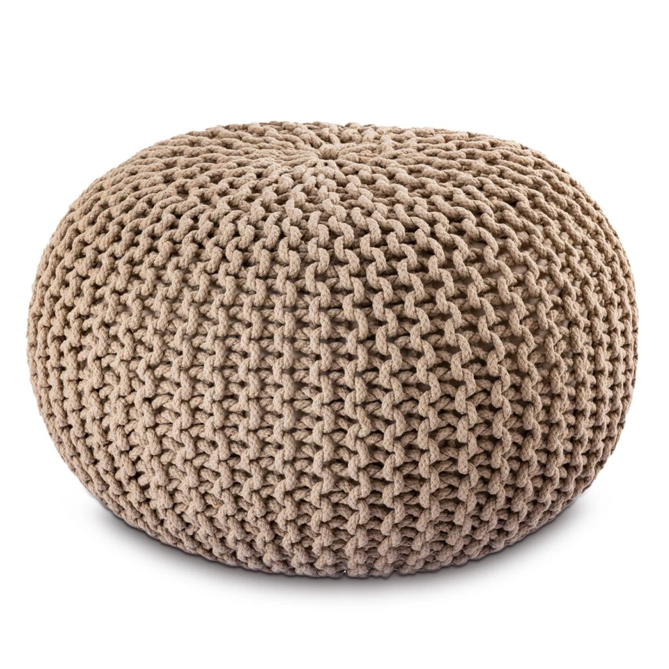 Strickhocker XXL Pouf Ø55 H37cm Bodenkissen Sitzpouf Baumwolle nachhaltig - Bild 2 von 4