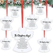 Barydat 12 Pcs Christmas Wooden Angel Ornaments Angel Hanging Ornaments for C...